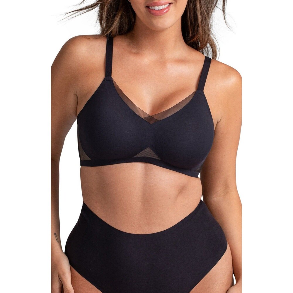HoneyLove Black Wireless Liftwear Crossover Bra Size Large